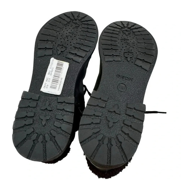 Geox Waterproof Rawelle ABX Leather Combat Ankle Boots Faux Fur Black Size 7 NWT - Picture 10 of 15